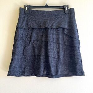 Prana Leah Tiered Wool Blend Skirt Charcoal Gray Pull‎ On Womens Size S A Line